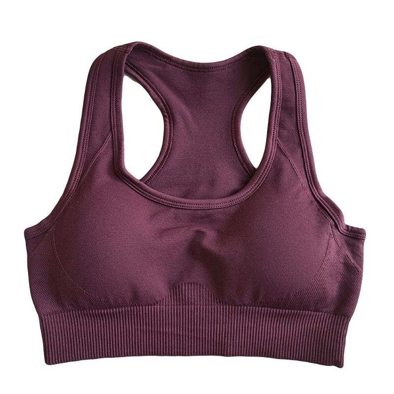 

Women No Steel Ring Bra Sports Underwear Matching Sponge Pad Push Up Workout Fitness Bra Chest Pad Intimates Running Sports Tops, Purple