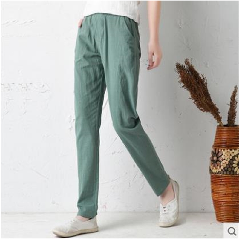 

2021 New Summer Cotton Linen Baggy Sarouel Femme Plus Size Loose Casual Pantalones Mujer Trousers Women Harem Pants Talo, Black
