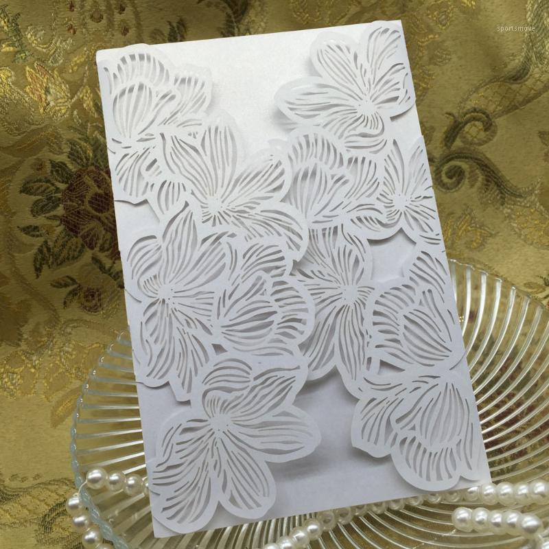 

40pcs Iridescent Pearl Paper Wedding Invitation Card Leaves Pattern Hollow Out Carved Glitter Paper Card for Wedding Party1