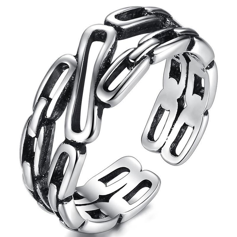 

Hollow Multilayer Chunky Vintage Punk Adjustable Thai Silver Color Ring For Women Mens Korean Trendy Simple Jewelry S-R2215