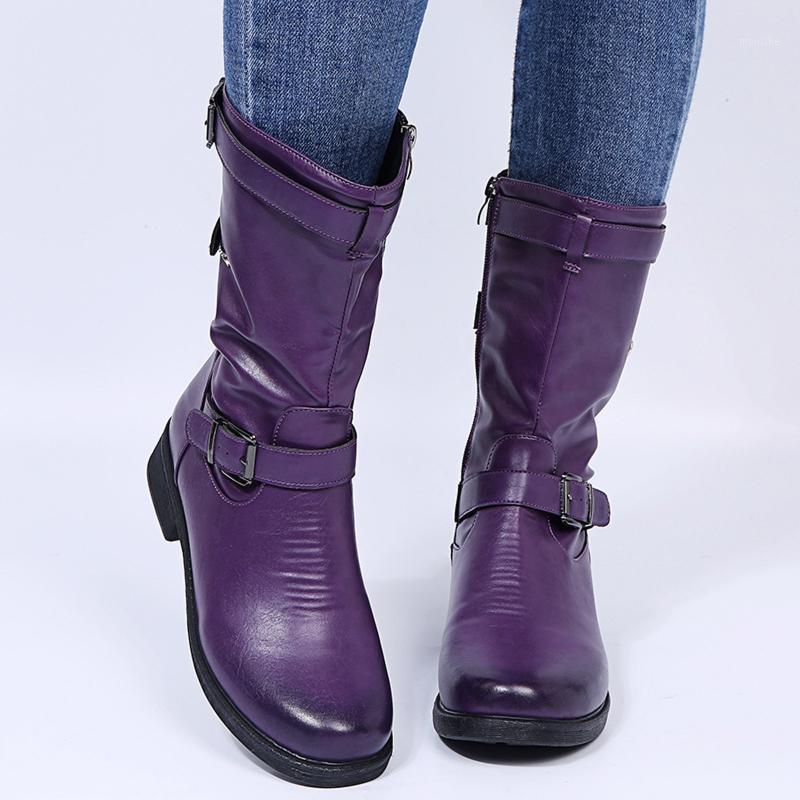 

Winter Snow Boots Retro Women Zipper Square Heel Solid Color Middle Tube Boots Round Toe Shoes High Quality Warm Shoes Female1, Black