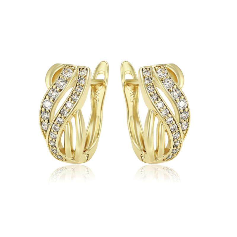 

MxGxFam 100% real Photos 14 k Light Gold Color Hoop Earrings For Fashion Women + CZ