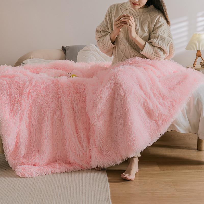 

Solid Color Shaggy Faux Fur Throw Blanket Soft Warm Home Bedding Fluffy Plush Cover Blanket Cozy Breathable Nap