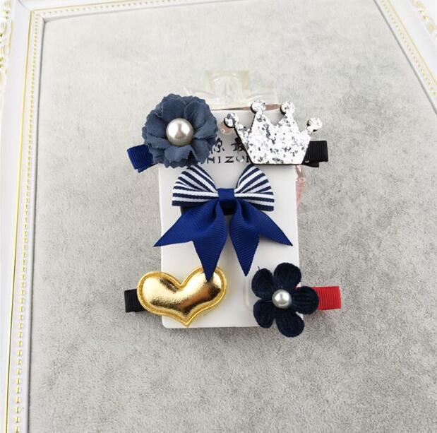 

cute flower baby girls hair clips kids bows barrette hairpin accessories for child hair ornaments hairclips headdress 5pcs/set, Style 5