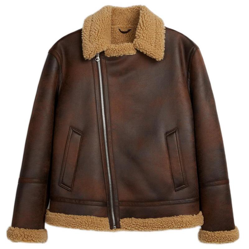 

4XL Winter Faux Fur Shearling Brown Coat Men Thick Velvet Fur Coat Leather Warm Jacket Plus Size, As pictures