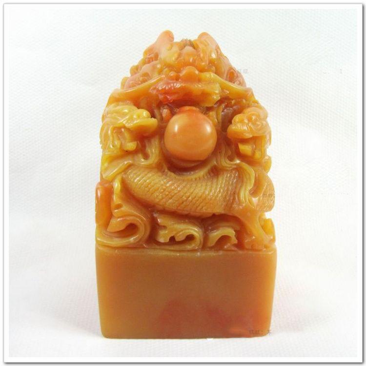 

Big three dragon jade seal decoration antique Shoushan performance big signet gift square three dragon play watermark