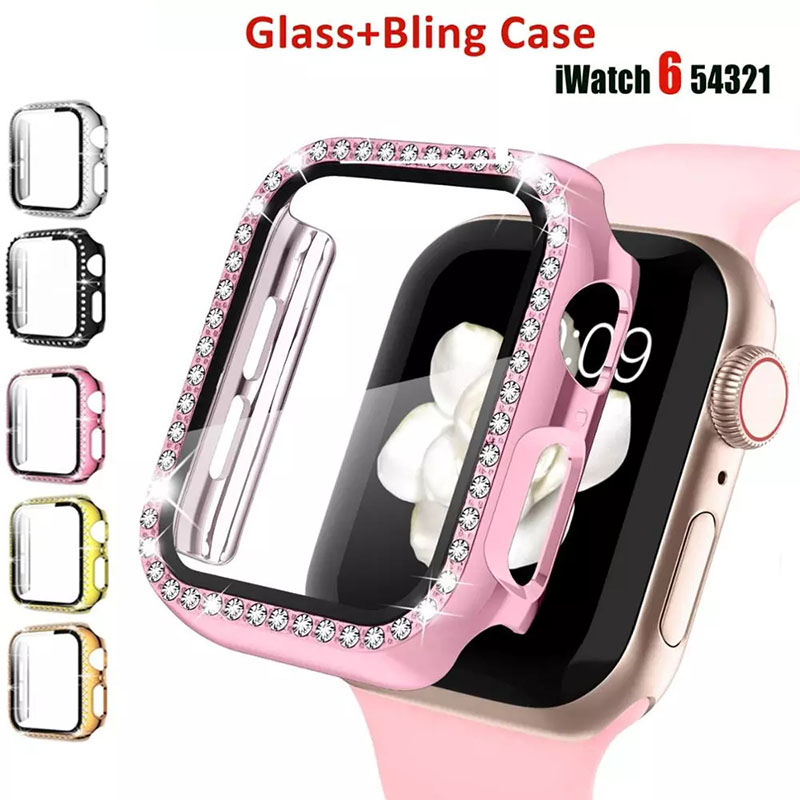 

Diamond Watch Case for apple watch case 38mm 42mm 40mm 44mm band PC Screen Protector Cover for iWatch series 5 4 3 2