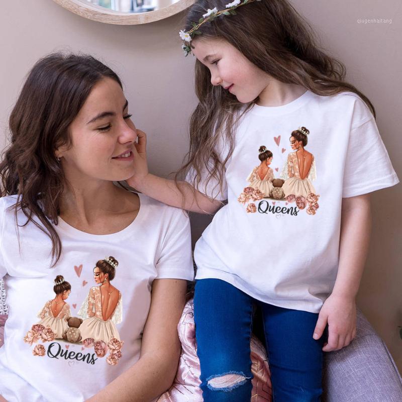 

Fashion mommy and daughter matching clothes short sleeve o-neck cartoon family matching outfits Mother's day Present1, 01