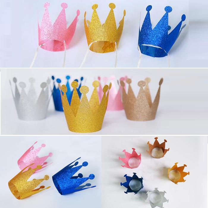 

6pcs/set Shiny crown hat birthday Party Decoration Favors Wh