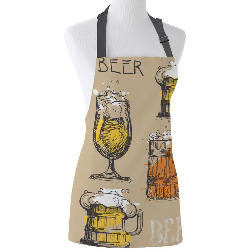 

Vintage Text Beer Glasses Print Apron Print Unisex Kitchen Bib with Adjustable Neck for Cooking Gardening