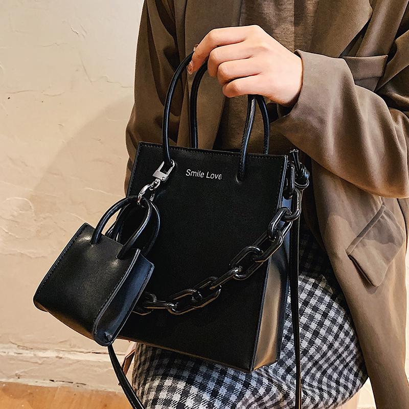 

High-quality autumn and winter two-in-one mini tote bag 2021 new fashion women's designer large-capacity carrier crossbody bag, Black