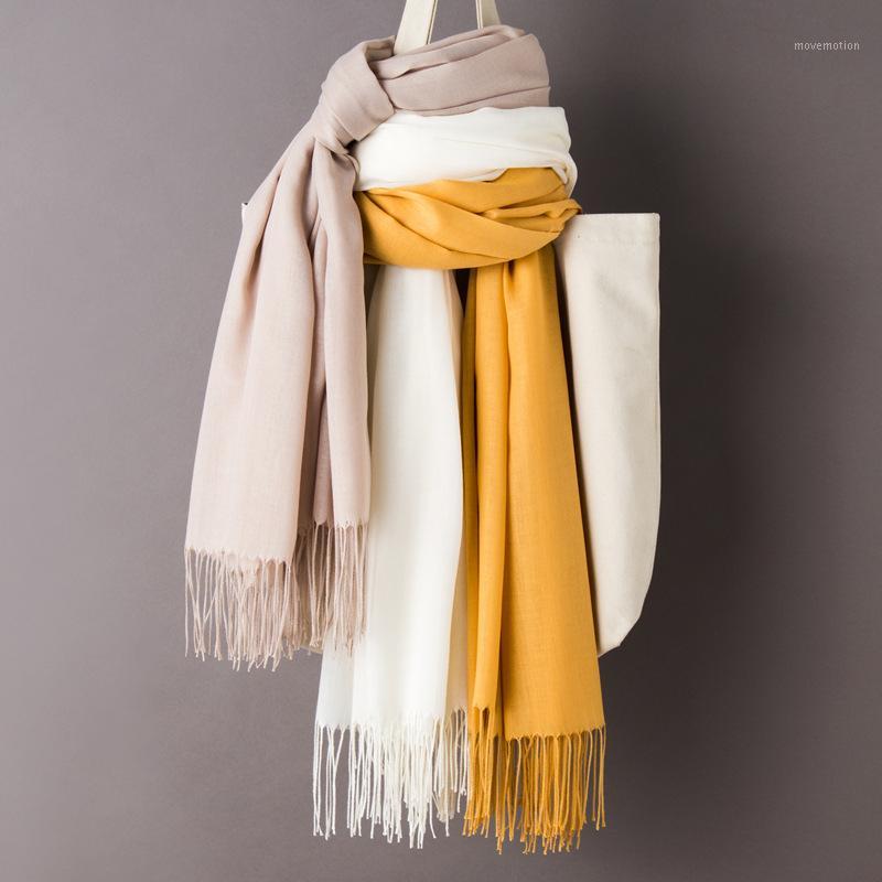 

Women winter cashmere scarf solid color warm shawls and wraps hijab stole long scarfs female foulard head scarves1