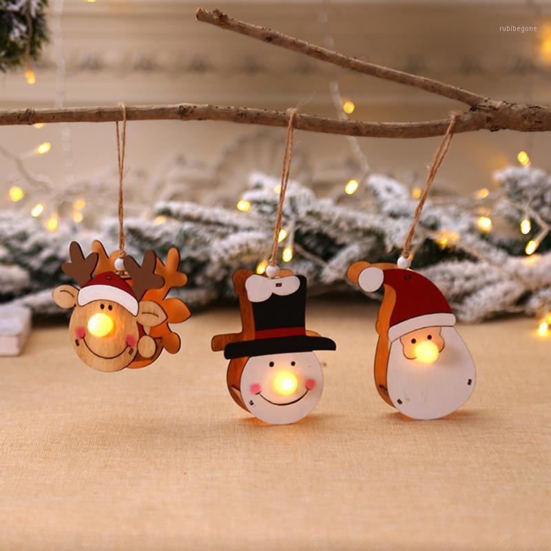 

1Pcs Christmas Glowing Wooden Pendant Christmas Tree Hanging Decoration Xmas Party Ornament Kerst Decoratie Cristmas Decoration1