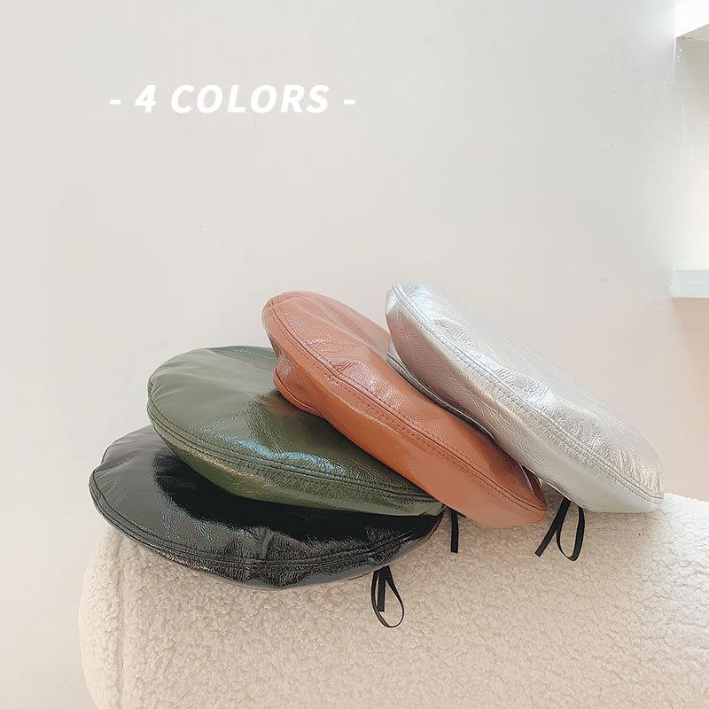 

Fashion Korean Style Berets Women Black Pu Leather Beret Hat For Women Spring Autumn Flat Cap Gorras Female Retro Beanie