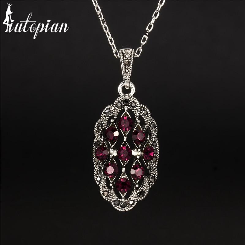 

Iutopian Amazing Vintage pendant necklace For Women 5 Colors Antique With Shinning Crystal Top Quality #N1821