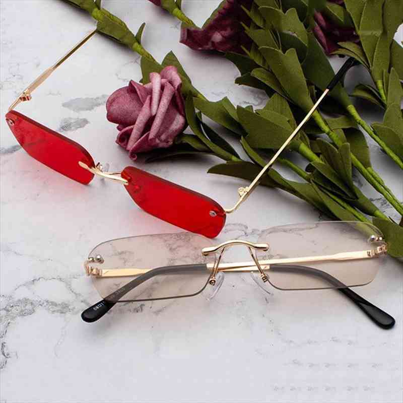

Small Rectangle Sunglasses Women Rimless Square Sun Glasses For Women Summer Style Female Nv400 Red, White;black