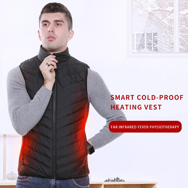 

Smart heated vest winter outdoor sports men's camouflage USB heating clothing jacket, Black