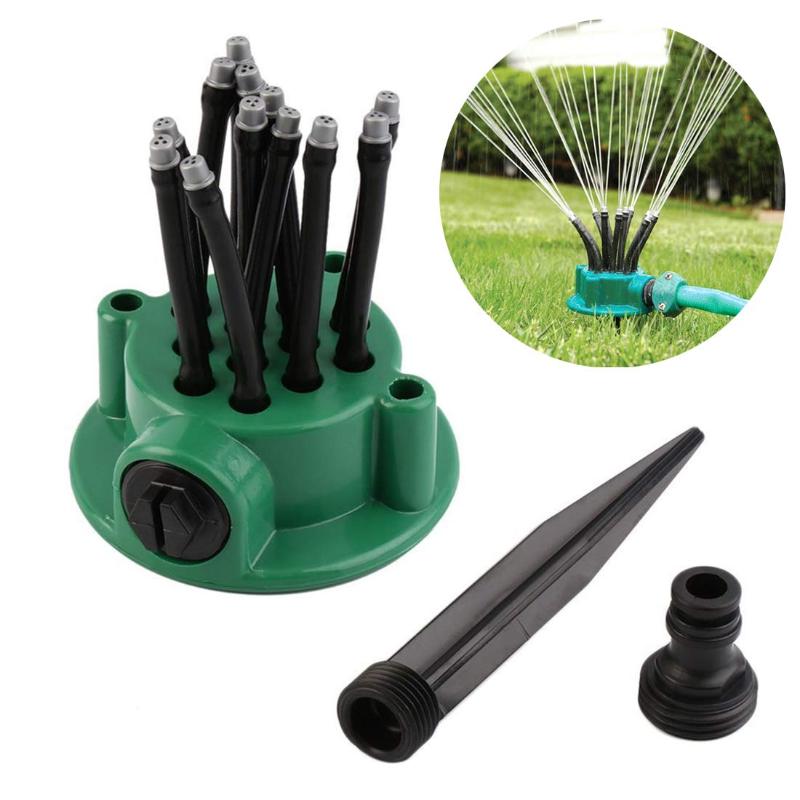 

Garden Sprinklers Automatic Watering Grass Lawn 360 Degree Rotating Water Sprinkler 12 Nozzles Pipe Hose Spray Irrigation Tool, As pic