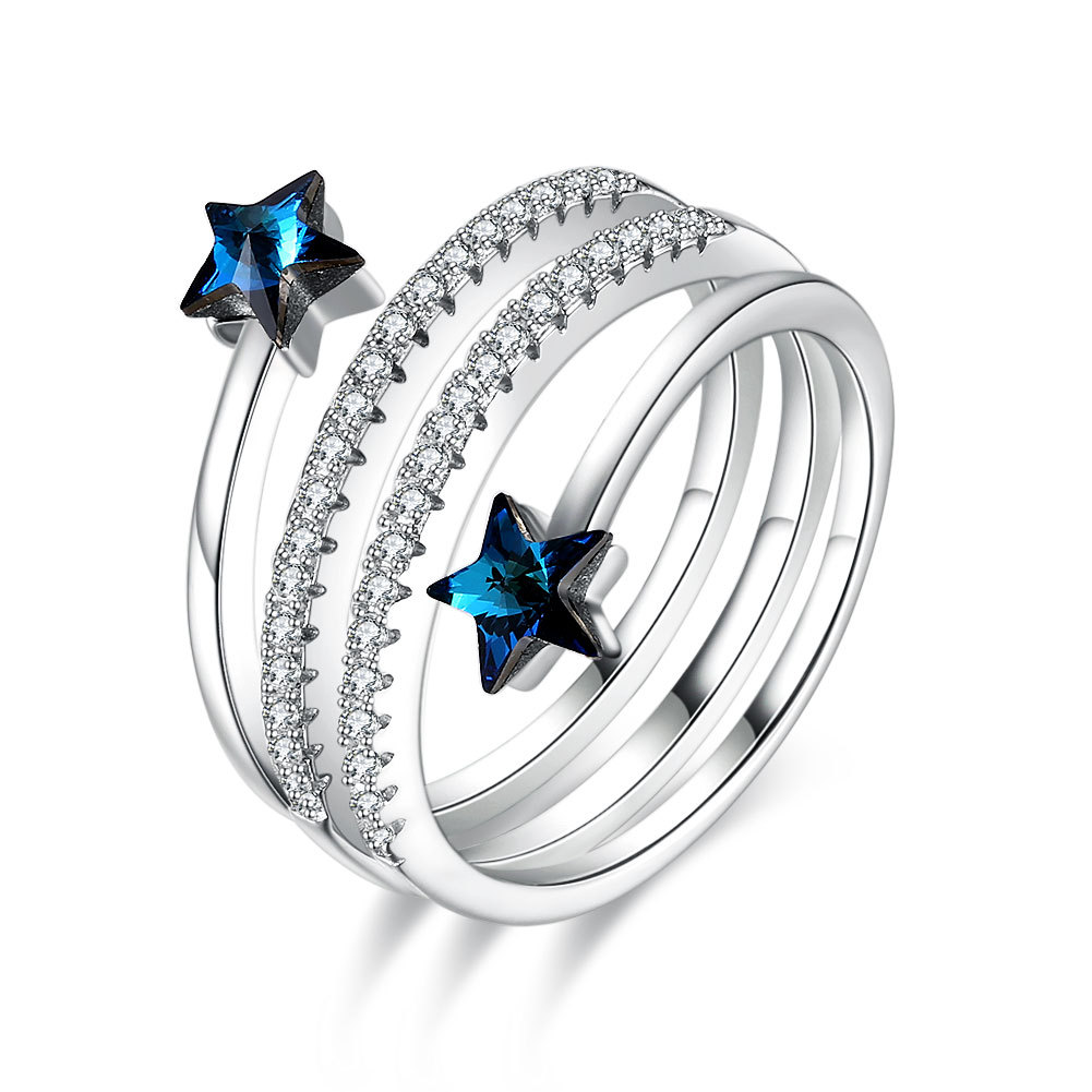 

Genuine sterling silver S925 fashion trendy Swarovski element crystal ring for girls light luxury sterling silver jewelry new product access