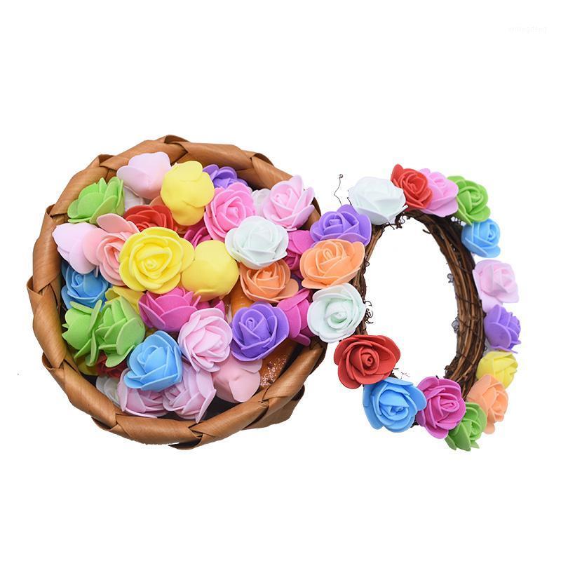 

100Pcs 3cm Mini Artificial Foam Rose Flower Handmade Fake Flowers DIY Scrapbooking Fake Flower Wedding Home Decoration1, F12