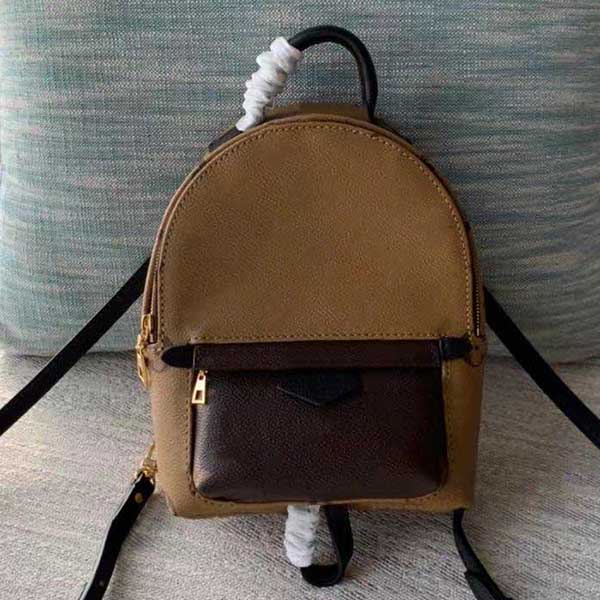 

5A Top quality plam mini women bags wonmen backpack Fashion schoolbag with box, Brown