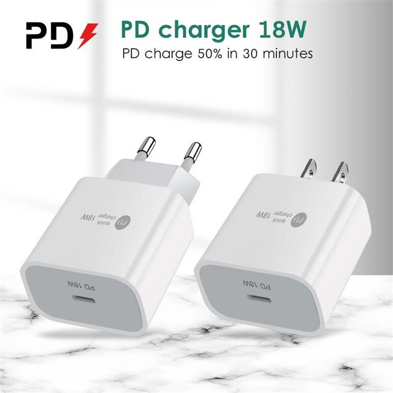 

Type-C 18W PD Quick Charging 18 Walt Power QC3.0 Fast Wall charger Mobile Phone Charger with USB-C Port for IPhone 12 LG