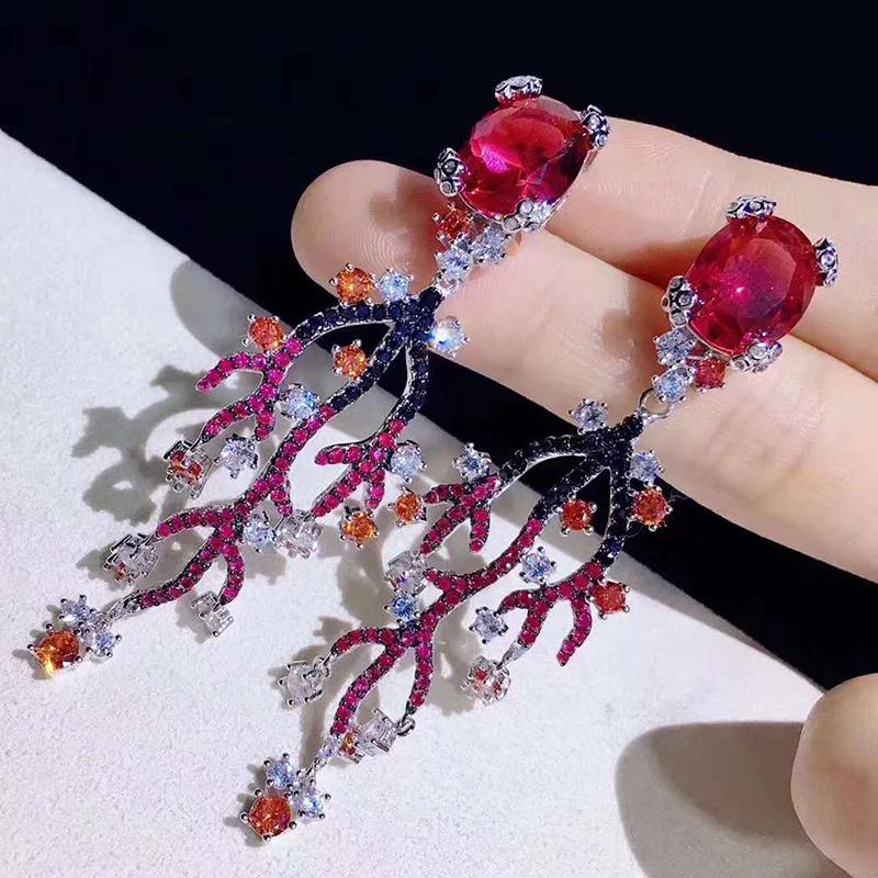 

Bilincolor Red Luxury Drop Earrings for Women Dinner Party