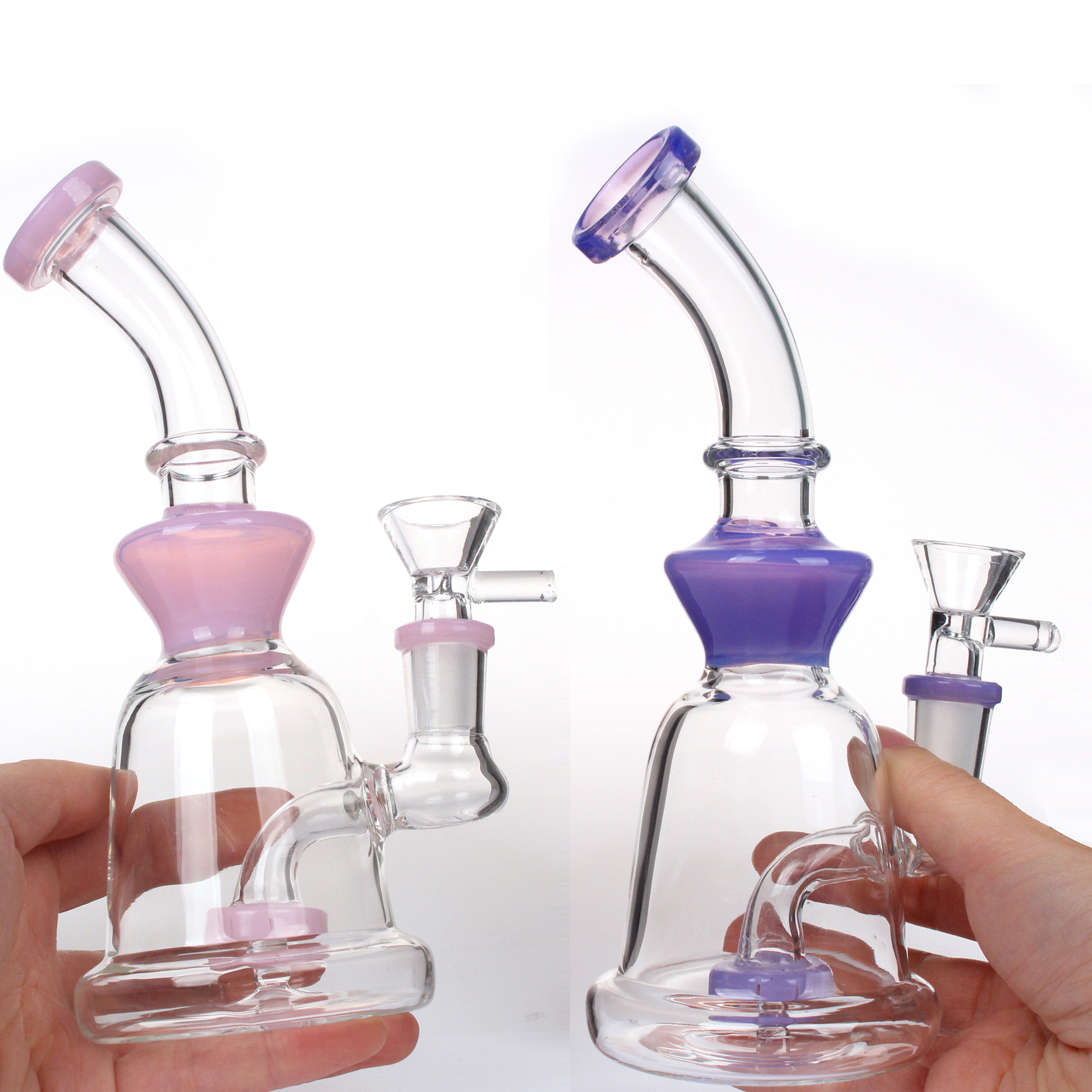 

Liya glass 7.5 Inch tall showerhead perc dab rigs pink glass bong smoking water pipes with 14mm quartz banger