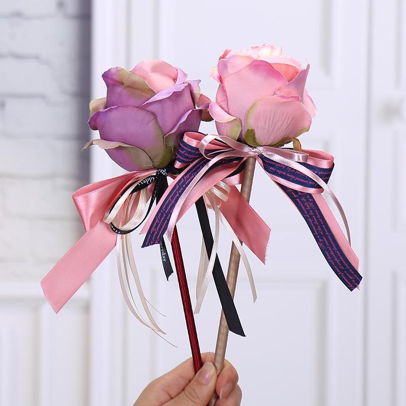 

Artificial Flowers Writing Pen Rose Ballpoint Pen Creative Gifts Bow Advertising Wedding Signature Valentine's Day Diy