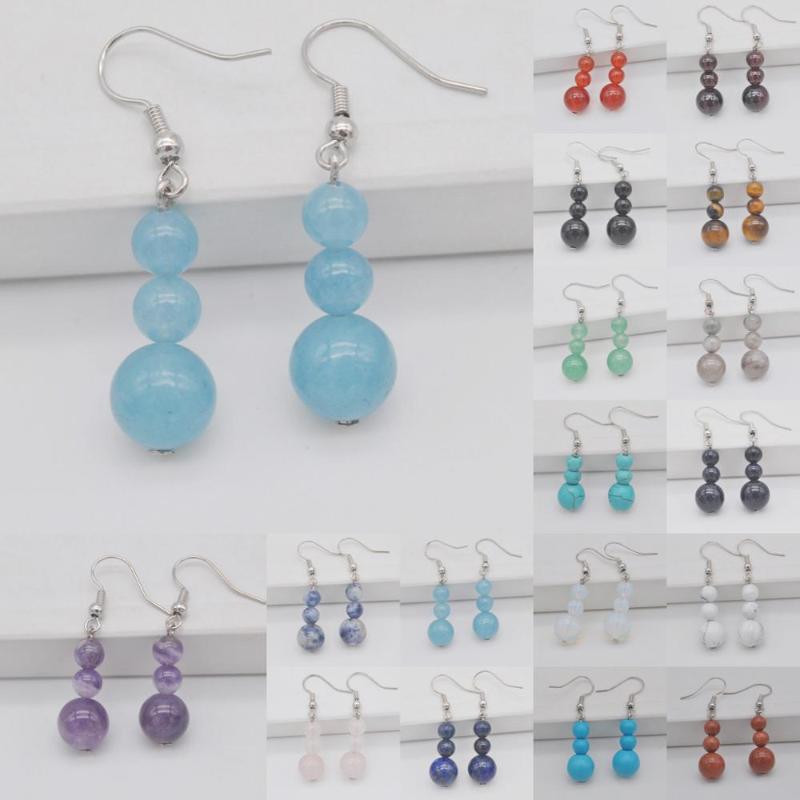 

Brazilian Sodalite/Aventurine/Lapis/Carnelian/Sandstone/Labradorite/Crystal/Howlite Stone Earrings Jewelry For Woman Gift 1 Pair