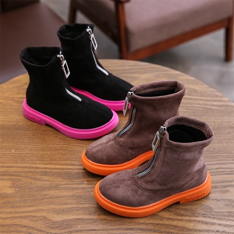 

Children Martin PU Leather Motorcycle Winter Kids Brand Girls Princess Shoes Rubber Toddler Boots 26-36 201113, 13cm