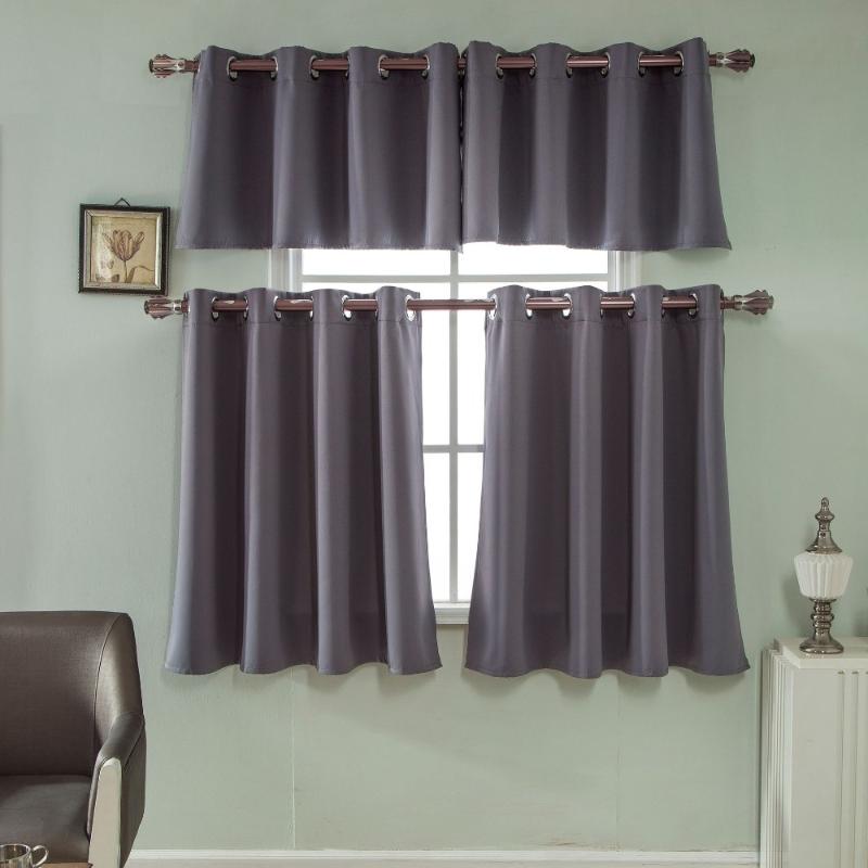 

Thickened Curtain European High Precision Solid Fabric Blackout Cotton Finished Grommet Top Curtains for Kitchen Cabinet Door, Black
