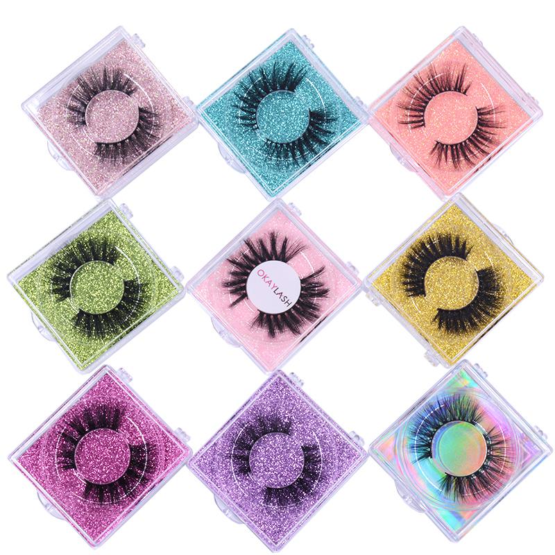 

1Pair/case Soft 3D False Mink Eyelashes with Private Label 5D Wispy Volume Makeup Eye Lashes Natural Beauty Eyelash