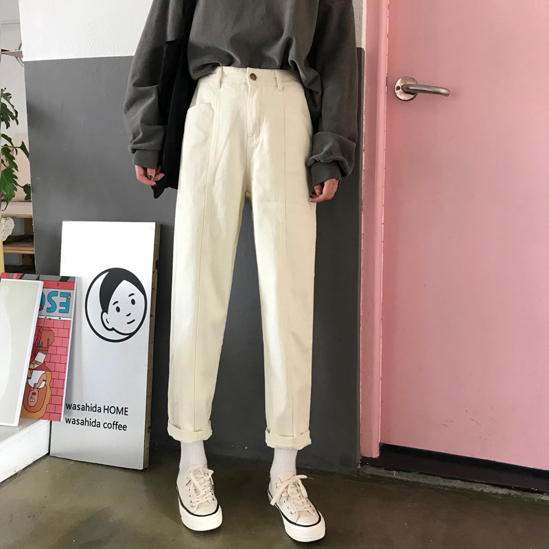 

2021 New Woman Ankle-length Demin Fashion Pants High Waist Plus Size -4xl Pockets Yt5091 CUJ0, Black