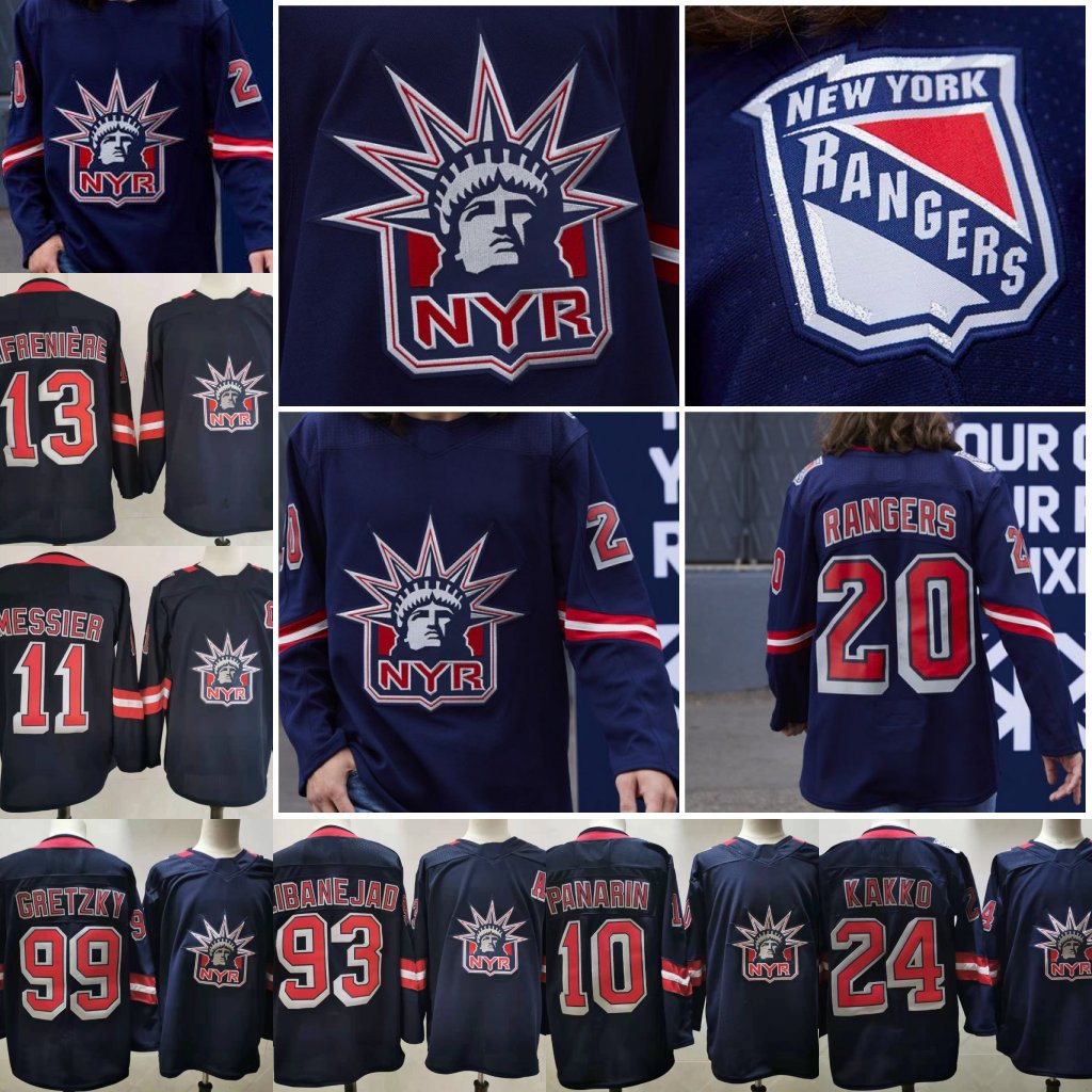 99 Wayne Gretzky New York Rangers Men's 2021 Reverse Retro Jerseys Mark Messier Mika Zibaneja Alexis Lafrenière Chris Kreider Panarin Kakko