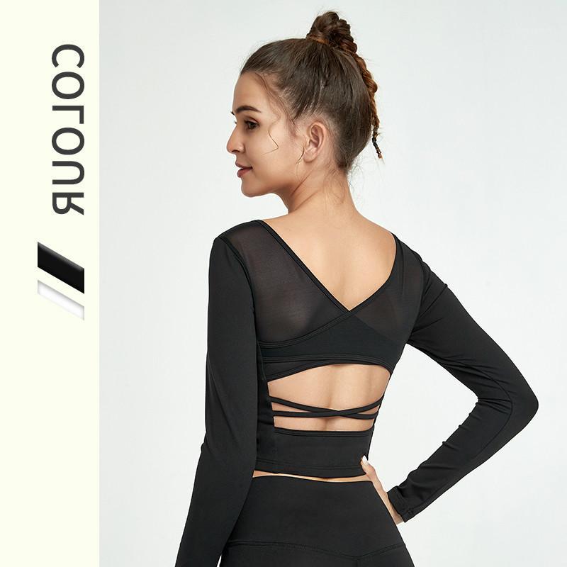 

Tight Seamless Yoga Shirts Women Long Sleeve Cropped Gym Tops Fitness Running Gym Tops Solid Sports Shirts1, Black