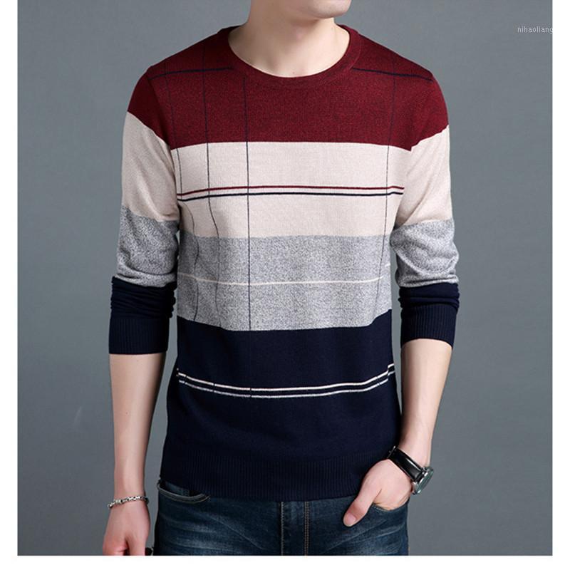 

Men' Wool Pullover Autumn Winter Warm Thick O-neck Patchwork Slim Fit Long Sleeve Clothes Knitted Cotton Casual Male Sweater1, Blue