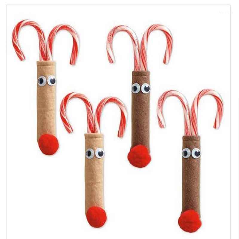 

2 Pcs/lot Mini Knife Fork Covers Christmas Gift Lovely Elk Candy Bags Dinner Table Party Decoration Deer Bag New year decoration1