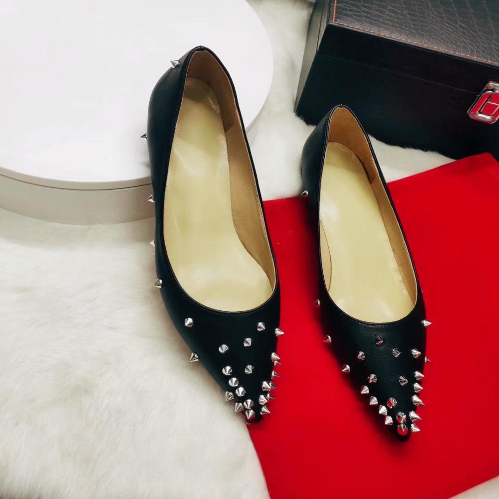 

Casual Fret Free Designer Black Fashion Matthew Leather Studded Points for Flat Shoes Wxv2, Red