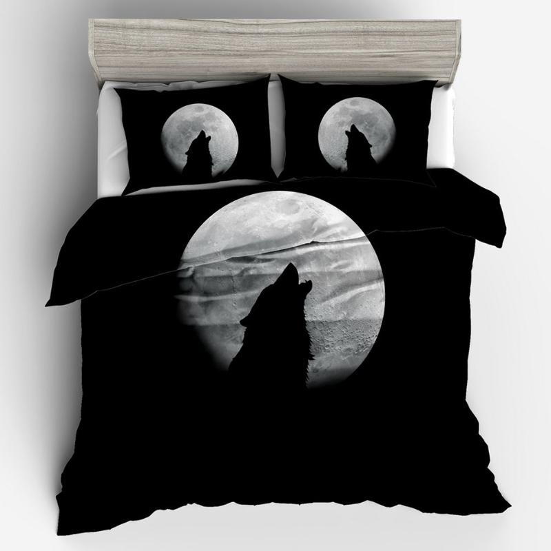 

Moon Wolf Howl Bedding Duvet Cover Set  Full Queen King Size 1 Duvet Cover 2 Pillowcase None Flat Sheet