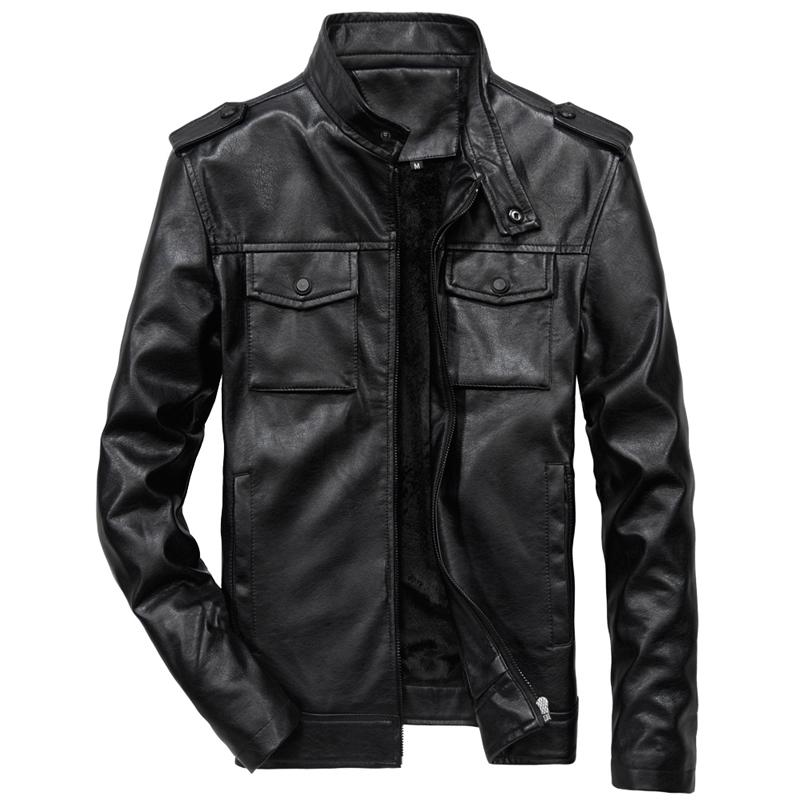 

New Fashion PU Leather For Men Fashion Multi Pocket Leather Moto Jacket Coat Large Size 7xl Streetwear Sudadera Hombre, Brown