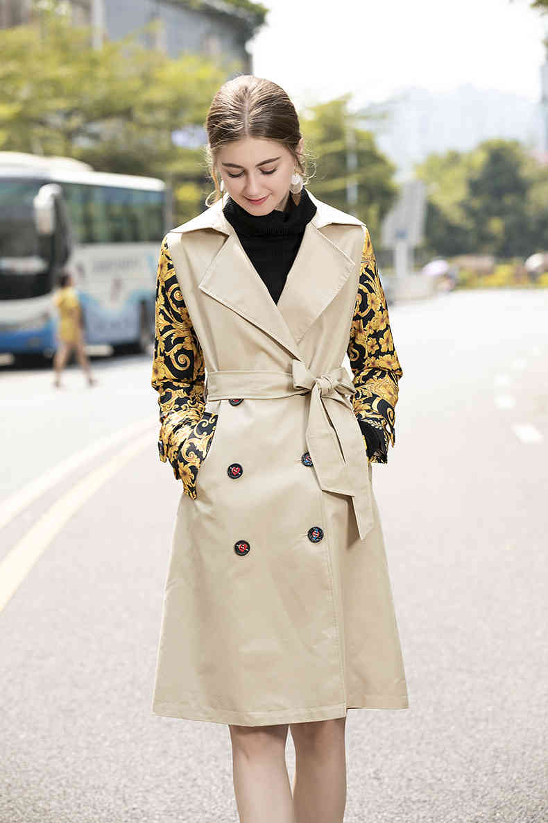 

Women' Trench Coats Autumn 801 Coat Fashion Lapel Neck Khaki Long Sleeve Letter Womens clothes JQ D0HU, Customize