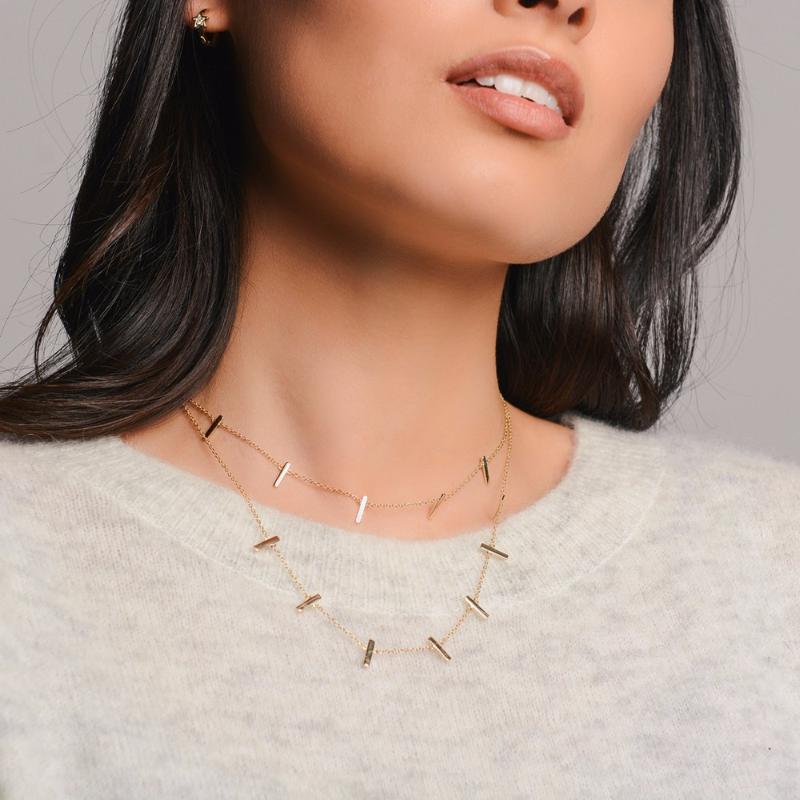 

2021 fashion elegant women jewelry plain no stone simple design classic polished bar link chain delicate women choker necklace