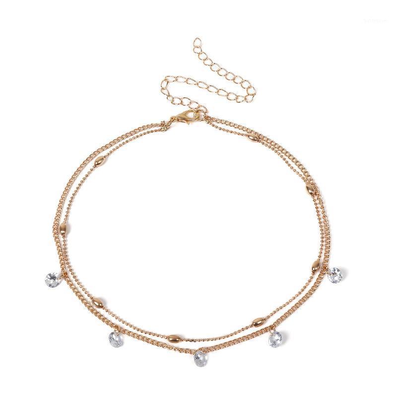 

Summer Accessories Jewelry Fashion Clavicle Zircon Necklace Metal Multi-layer Pendant Necklace Gold Chocker1