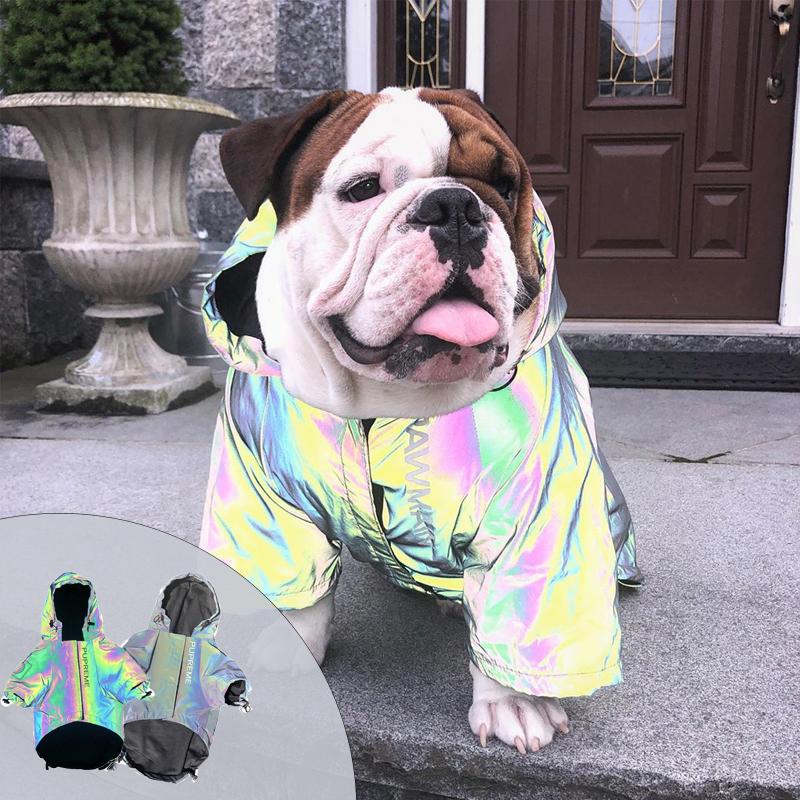 

Fashion Dog Clothes Puppy Jacket Dog Raincoat Reflective Jacket Waterproof Jumpsuit Coat Clothes for French Bulldogs Teddy, Sliver