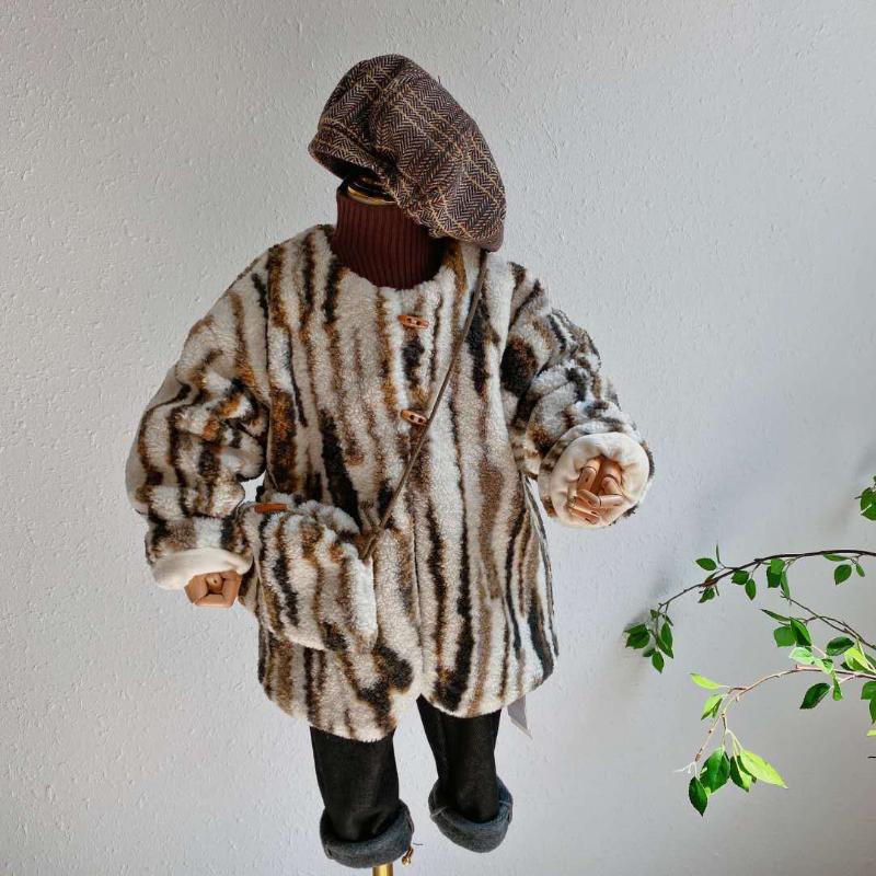 

Kids Jacket Girls Faux Fur Coat with Bag New Autumn Winter Clothes Long Sleeve Warm Baby Boy Coat Fashion Design Casual Cardigan, Tops with bag