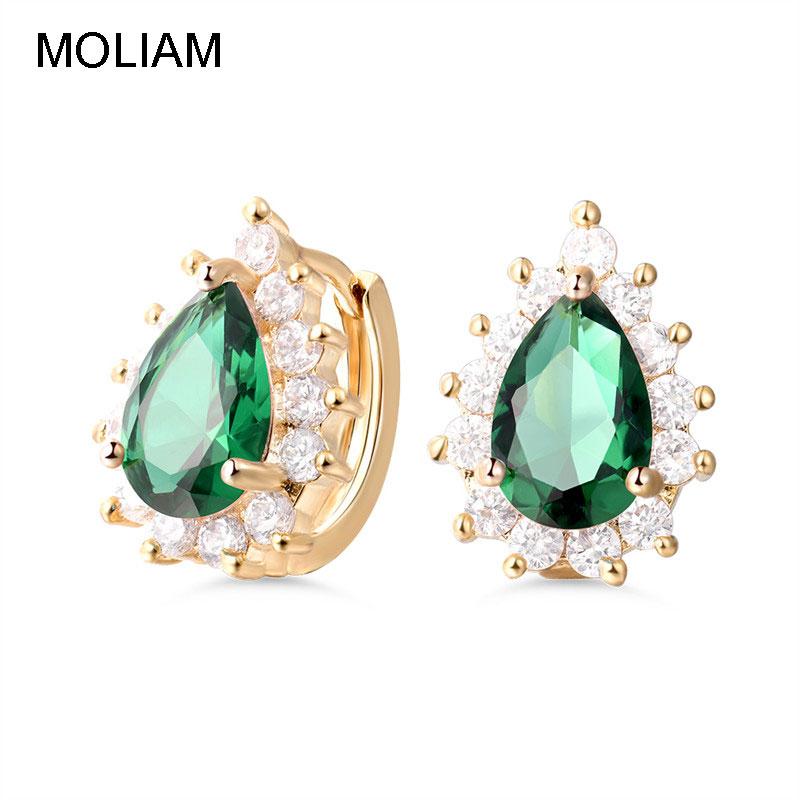 

Charm MOLIAM 2021 WaterDrop Hoop Earrings For Women Ladies Gold-Color Shining Cubic Zirconia Brinco Party Jewelry Gifts MLAE059