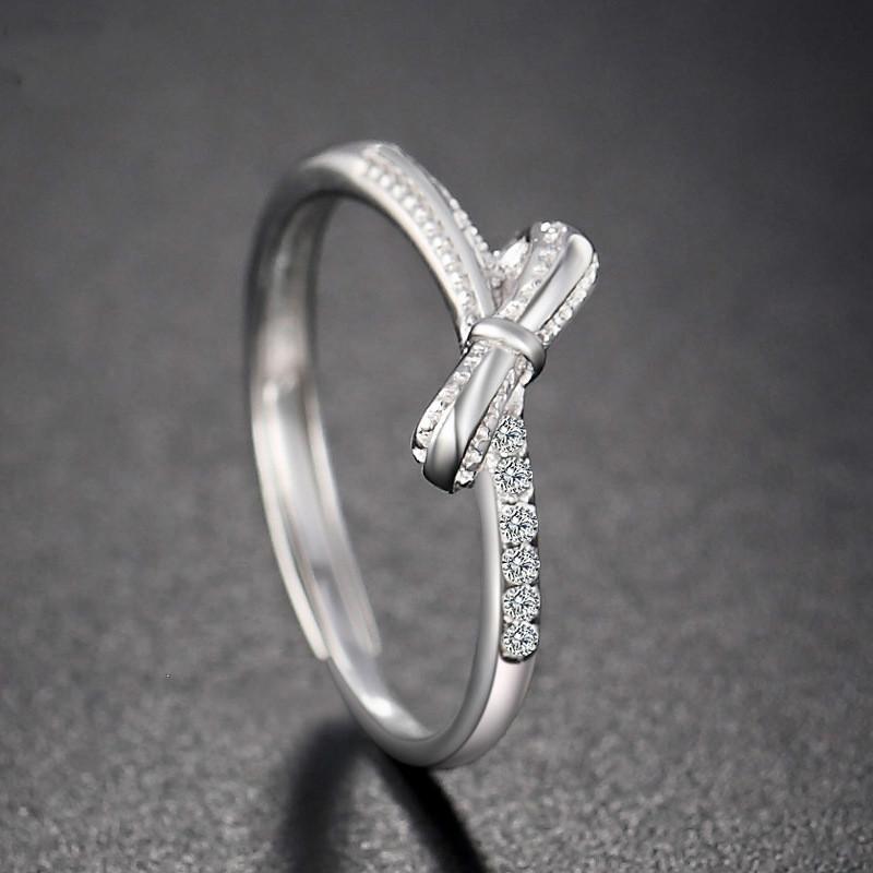 

South Korea Simple 925 Sterling Silver Ring Women's Zircon Set Popular Jewelry Cool Ring Little Finger