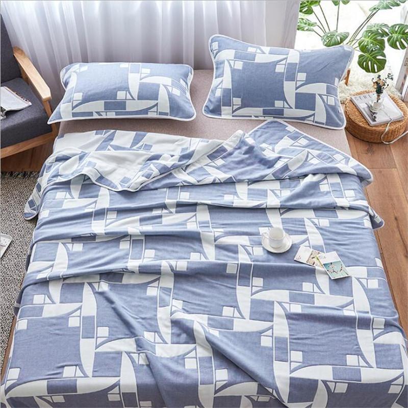 

6 Layers Cotton Gauze Muslin Throw Blanket for Sofa Bed Summer Air Conditioning Bedspread for Kids Adults Bedding Coverlet Soft1, As the photo