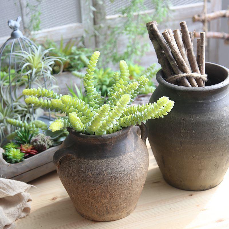 

6 Heads Artificial Succulents Green Fake Plants for Garden Bonsai Desktop Plants Wedding Decoration Plant Home office Decoration, Red